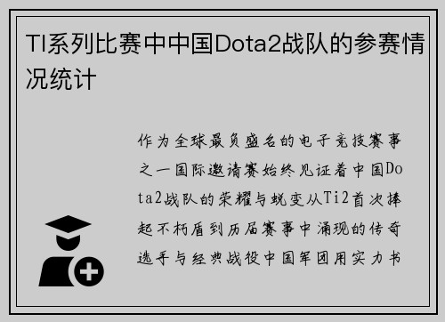 TI系列比赛中中国Dota2战队的参赛情况统计